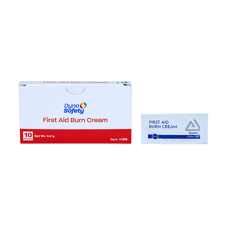  #1165 Dynarex DynaSafetyFirst Aid Burn Cream in 0.9-oz foil pack and box